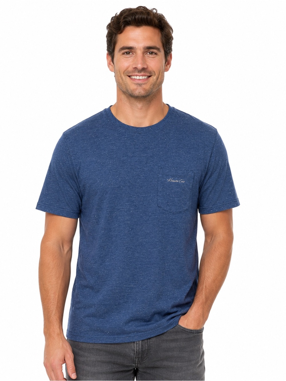 Kenneth Cole New York Blue Speckled Textures Short Sleeve Tee, Size M